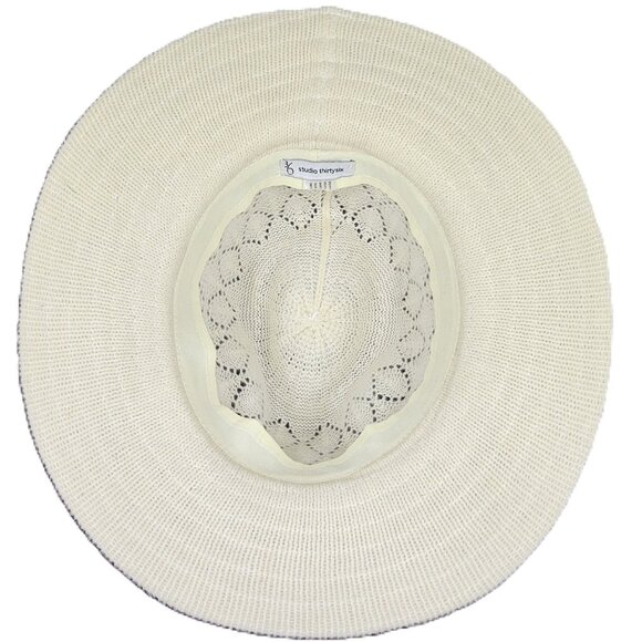 Studio36 Fedora style Hat Open Weave Dented crown Front pinch Flat brim - Picture 4 of 16